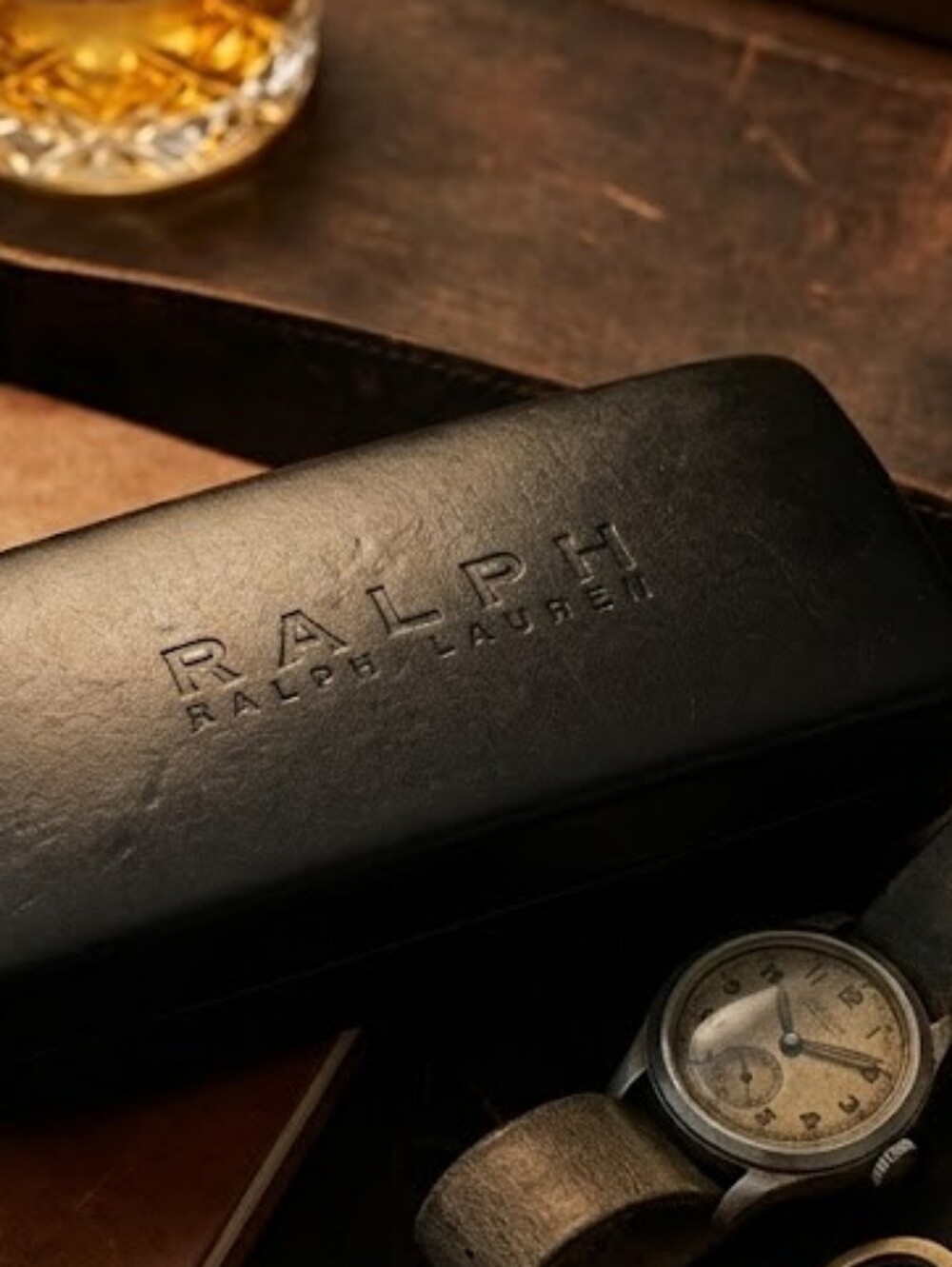 Ralph Lauren Black Leather Sunglasses Case